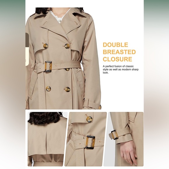 Khaki trench coat! Barely used - Picture 2 of 4